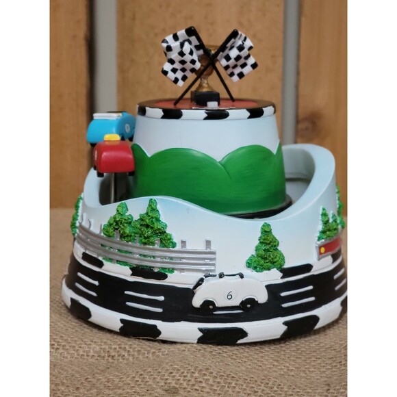 San Francisco Music Box Company Race Cars Roller Coaster Checkered Flags - Picture 3 of 4